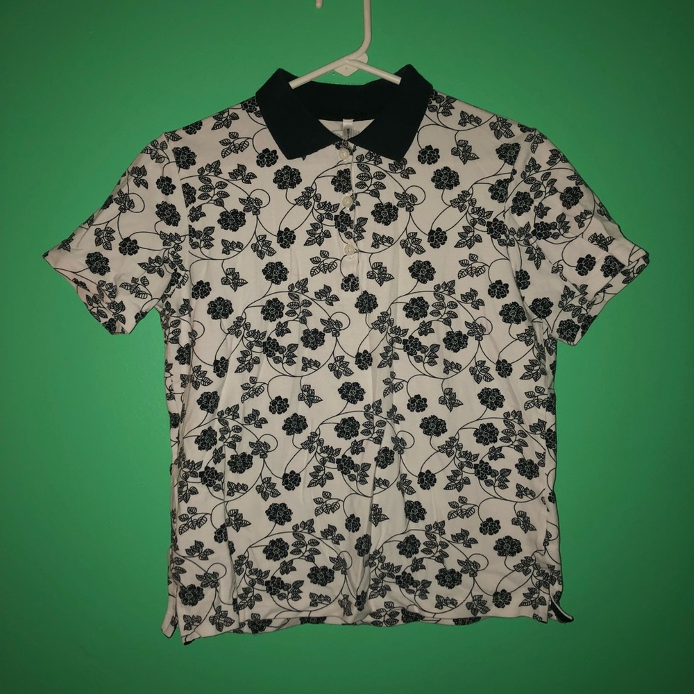 VINATGE floral print,half button polo styled shirt